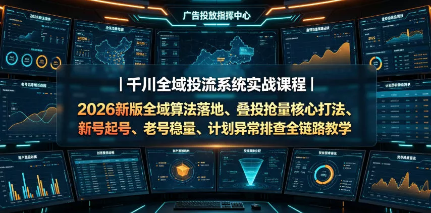 千川全域投流系统实战课程|2026新版全域算法落地、叠投抢量核心打法、新号起号、老号稳量、计划异常排查全链路教学这是一个演示站这是一个演示站